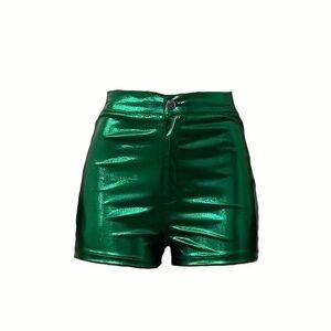 Metallic Green Lame Fabric Short Shorts NWOT